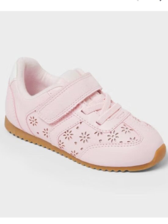 Cat & Jack Other - Cat & Jack Pink Floral Cutout Sneakers w/ Hook-and-Loop Strap 7